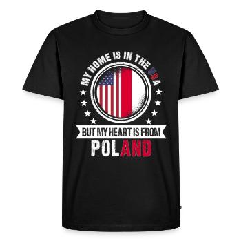 Drapeau polonais américain Cœur de Pologne Patriot - T-shirt Premium bio Homme - noir - Devant - Nico (187cm)