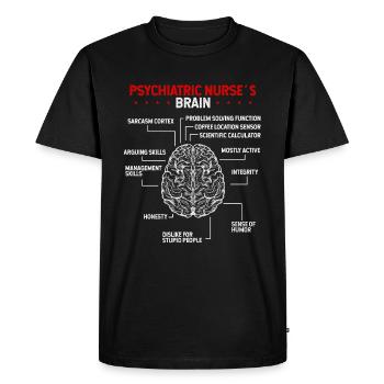 Psychiatric Nurse Certification Nurse Badge Reel - Men's Premium Organic T-Shirt - black - Front - Nico (187cm)