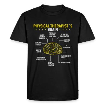 Appréciation du physiothérapeute PTA Cerveau Physique - T-shirt Premium bio Homme - noir - Devant - Nico (187cm)