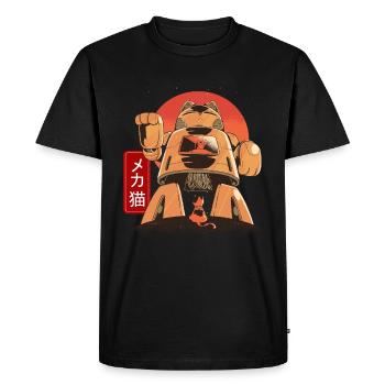 Cat Mech Robot Anime Mécanique Japonaise - T-shirt Premium bio Homme - noir - Devant - Nico (187cm)