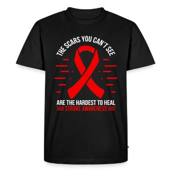 Stroke Survivor Stroke Warrior Red Stroke Ribbon - Men's Premium Organic T-Shirt - black - Front - Nico (187cm)