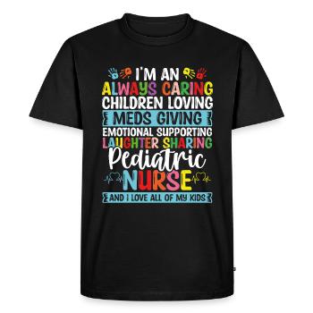 Infirmière pédiatrique Accessoires PEDS Infirmière pédiatrique - T-shirt Premium bio Homme - noir - Devant - Nico (187cm)