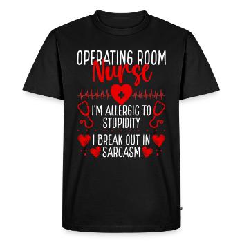 OU Infirmière Insigne Enrouleur Salle D'opération Soins Infirmiers - T-shirt Premium bio Homme - noir - Devant - Nico (187cm)