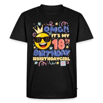 Omg! c’est mon émoticône de fille de 18e anniversaire - T-shirt Premium bio Homme - noir - Devant - Nico (187cm)