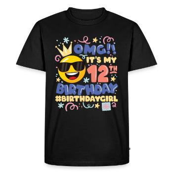 Omg! c’est mon émoticône de fille de 12 ans - T-shirt Premium bio Homme - noir - Devant - Nico (187cm)