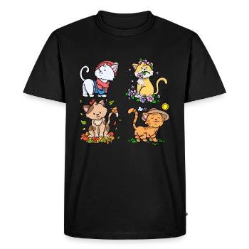 Every Season is a cat season Seasons Cats - Men's Premium Organic T-Shirt - black - Front - Nico (187cm)