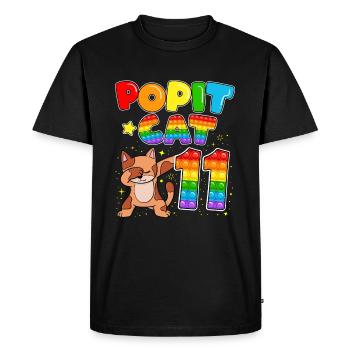 Pop it Cat Joyeux 11e anniversaire du chat - T-shirt Premium bio Homme - noir - Devant - Nico (187cm)