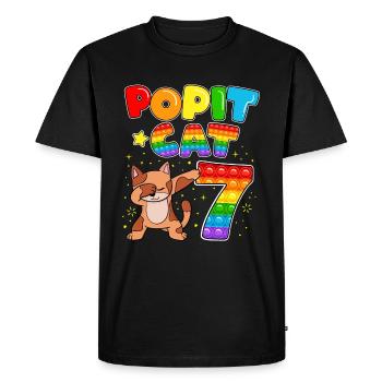 Pop it Cat Joyeux 7ème chat Anniversaire Sept - T-shirt Premium bio Homme - noir - Devant - Nico (187cm)