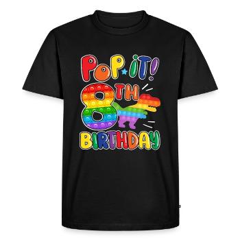 Pop It Dinosaur Joyeux 8ème anniversaire Dino - T-shirt Premium bio Homme - noir - Devant - Nico (187cm)