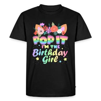 Pop It I’m The Birthdaygirl Magic Unicorn Party - T-shirt Premium bio Homme - noir - Devant - Nico (187cm)