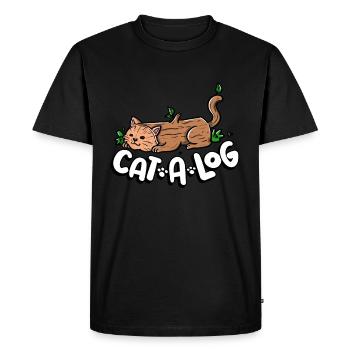 Funny Cat A Log Kitty Cat Kitten Tree Felling - Men's Premium Organic T-Shirt - black - Front - Nico (187cm)