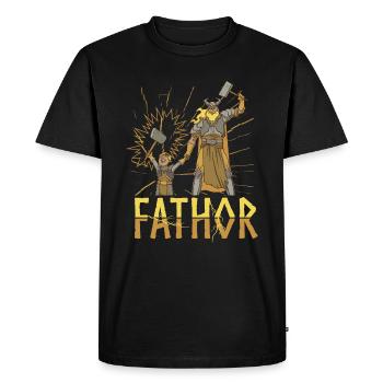Fathor Viking Papa Valkyrie Guerrier Hache Fête des Pères - T-shirt Premium bio Homme - noir - Devant - Nico (187cm)