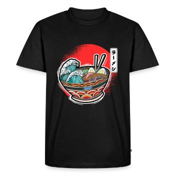Ramen Bowl Wave Soupe de nouilles japonaises - T-shirt Premium bio Homme - noir - Devant - Nico (187cm)