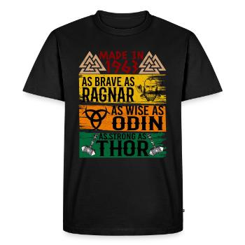 Fabriqué en 1963 aussi courageux que Ragnar si sage - T-shirt Premium bio Homme - noir - Devant - Nico (187cm)