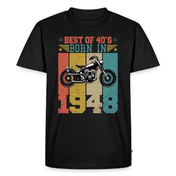 Le meilleur des années 40 né en 1948 Moto vintage - T-shirt Premium bio Homme - noir - Devant - Nico (187cm)