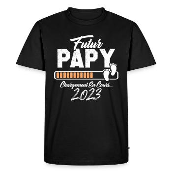 Futur Papy 2023 Annonce Grossesse - T-shirt Premium bio Homme - noir - Devant - Nico (187cm)