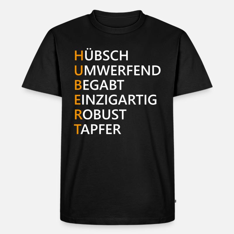 Hubert Name Geschenk - Männer Premium Bio T-Shirt - Schwarz