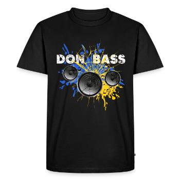 UKRAINE Donbass Sound of ukraine « DON BASS » - T-shirt Premium bio Homme - noir - Devant - Nico (187cm)