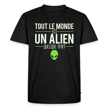 Tout le monde est un alien humour extra terrestre - T-shirt Premium bio Homme - noir - Devant - Nico (187cm)