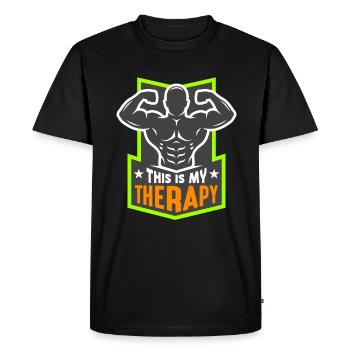 Entraînement, Fitness, Gym, Entraînement, Sports, Fun - T-shirt Premium bio Homme - noir - Devant - Nico (187cm)
