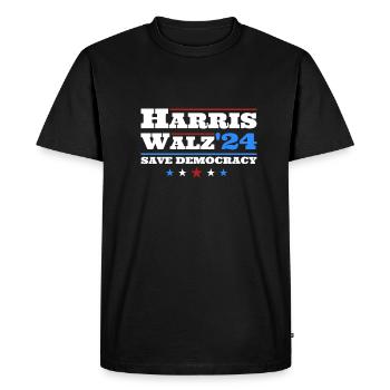 Kamala Harris & Tim Walz 2024 Classic T-Shirt - Men's Premium Organic T-Shirt - black - Front - Nico (187cm)