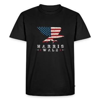 Kamala Harris & Tim Walz 2024 US EAGLE Shirt - Men's Premium Organic T-Shirt - black - Front - Nico (187cm)