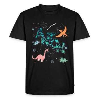 ANTON - Beau prénom de garçon avec dinosaure - T-shirt Premium bio Homme - noir - Devant - Nico (187cm)