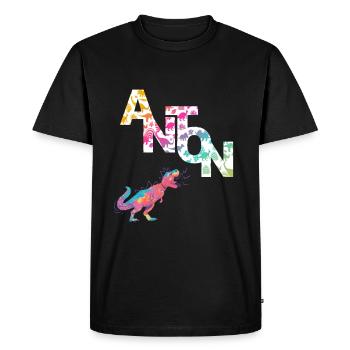 ANTON - Beau prénom de garçon avec dinosaure - T-shirt Premium bio Homme - noir - Devant - Nico (187cm)