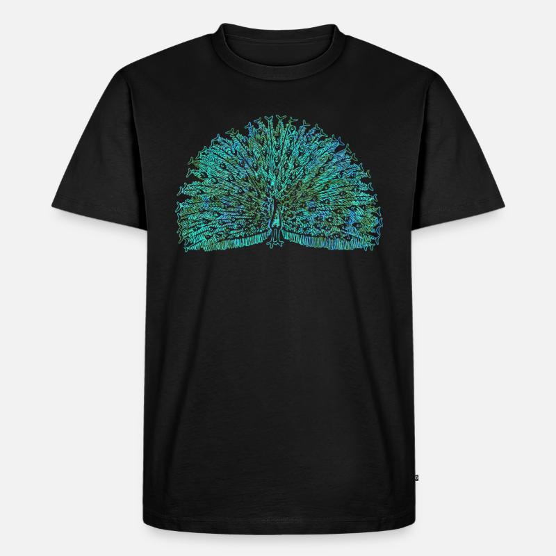 Pfau - Männer Premium Bio T-Shirt - Schwarz