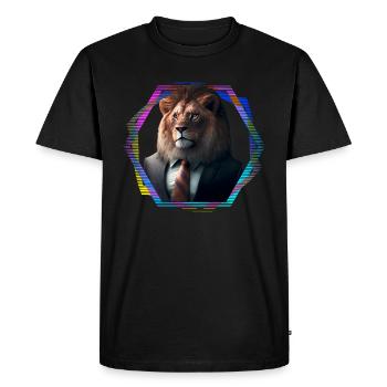 Lion en costume - T-shirt Premium bio Homme - noir - Devant - Nico (187cm)