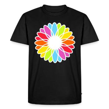 Mandala de fleurs arc-en-ciel - T-shirt Premium bio Homme - noir - Devant - Nico (187cm)