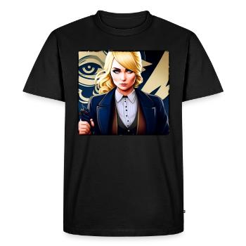 Fille blonde dans un style steampunk cool - T-shirt Premium bio Homme - noir - Devant - Nico (187cm)