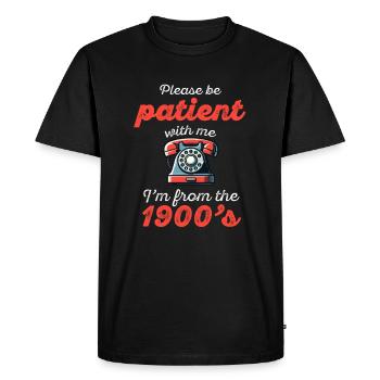 Humour Téléphone à cadran Vintage 1900's - T-shirt Premium bio Homme - noir - Devant - Nico (187cm)