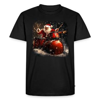 Santa Claus Drummer - Men's Premium Organic T-Shirt - black - Front - Nico (187cm)