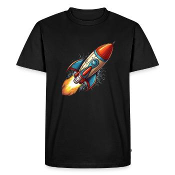 Rocket in comic style - Men's Premium Organic T-Shirt - black - Front - Nico (187cm)
