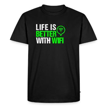 Wifi Wifi Informaticien Programmeur Geek Cadeau - T-shirt Premium bio Homme - noir - Devant - Nico (187cm)