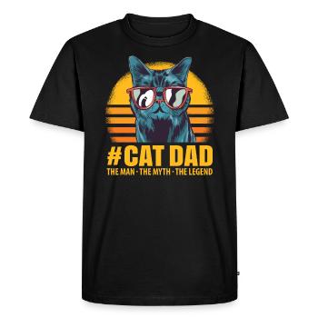 Cat Dad Design pour un amoureux des chats - T-shirt Premium bio Homme - noir - Devant - Nico (187cm)
