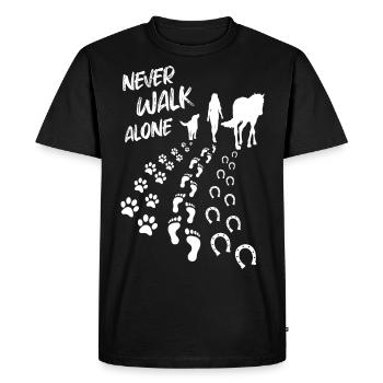 Never Walk Alone Pferd & Hund - Männer Premium Bio T-Shirt - Schwarz - Vorne - Nico (187cm)