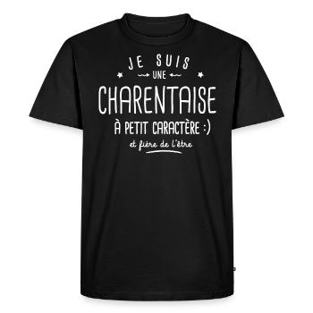 charentaise à petit caractère Cadeau Charentes - T-shirt Premium bio Homme - noir - Devant - Nico (187cm)