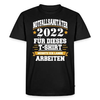 Notfallsanitäter 2022 - Männer Premium Bio T-Shirt - Schwarz - Vorne - Nico (187cm)