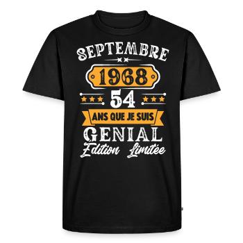 Cadeau D'anniversaire 54 Ans Septembre 1968 Rétro - T-shirt Premium bio Homme - noir - Devant - Nico (187cm)