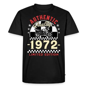 50 Years Anniversary Vintage Motorcycle Theme 1972 - Men's Premium Organic T-Shirt - black - Front - Nico (187cm)