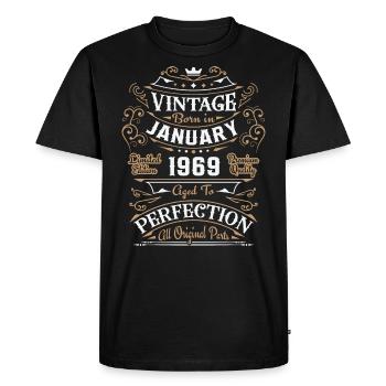 Vintage Janvier 1969, Rétro Cadeau D'anniversaire - T-shirt Premium bio Homme - noir - Devant - Nico (187cm)