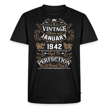 Vintage Janvier 1942, Rétro Cadeau D'anniversaire - T-shirt Premium bio Homme - noir - Devant - Nico (187cm)