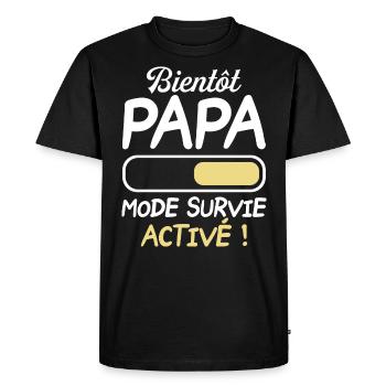 Bientôt Papa Mode Survie Activé Futur Papa 2024 - T-shirt Premium bio Homme - noir - Devant - Nico (187cm)