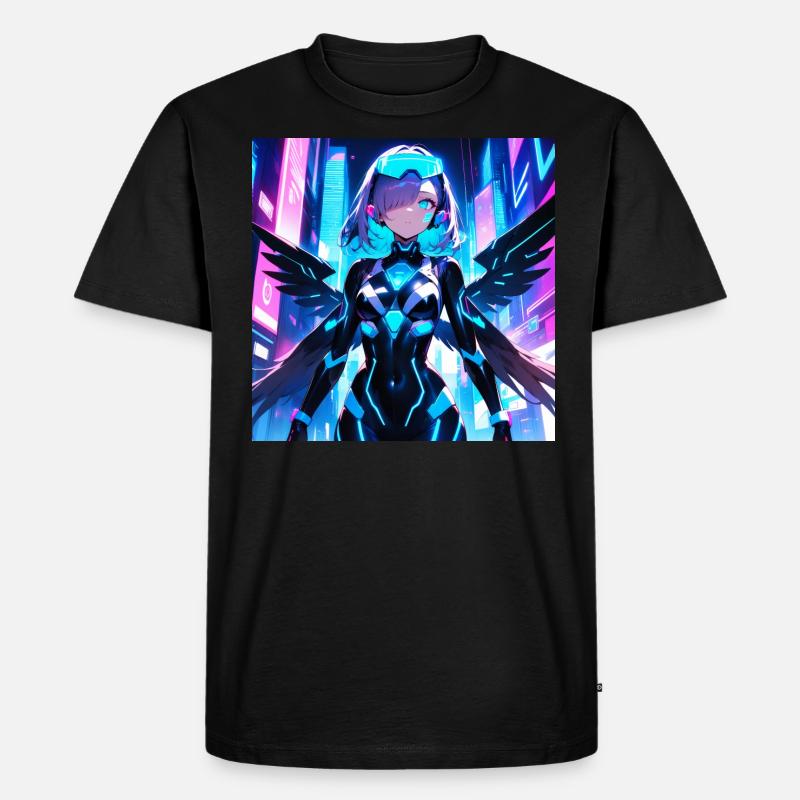 Cyber Engel Mädchen waifu - Männer Premium Bio T-Shirt - Schwarz