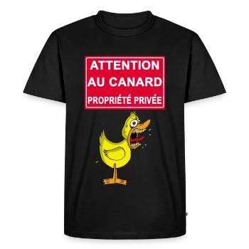 Attention au canard jaune - T-shirt Premium bio Homme - noir - Devant - Nico (187cm)