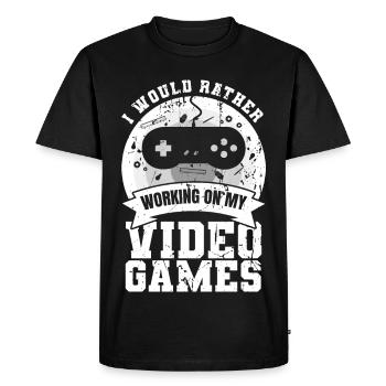 Développement de jeux - T-shirt Premium bio Homme - noir - Devant - Nico (187cm)