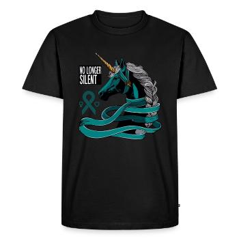 No Longer Silent, Unicorn, Sexual Assault Awarenes - Men's Premium Organic T-Shirt - black - Front - Nico (187cm)