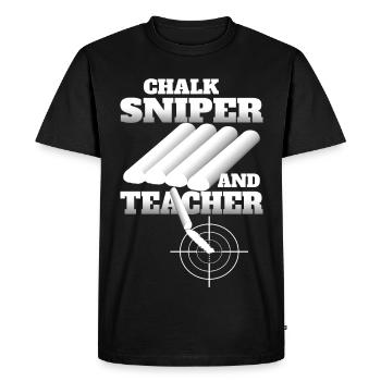 Tireur d’élite à la craie et professeur - T-shirt Premium bio Homme - noir - Devant - Nico (187cm)
